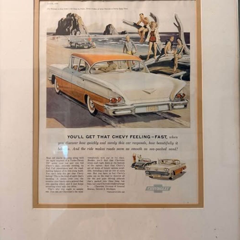 Vintage 1958 Chevrolet Framed Advertisement - Picture 1 of 2